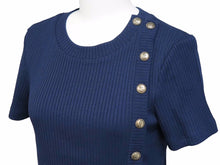 Load image into Gallery viewer, 極美品 CHANEL シャネル 半袖 ニット Tシャツ ネイビー トップス カットソー P59079V40761 サイズ34 中古 50556