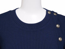 Load image into Gallery viewer, 極美品 CHANEL シャネル 半袖 ニット Tシャツ ネイビー トップス カットソー P59079V40761 サイズ34 中古 50556