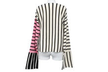 Load image into Gallery viewer, CELINE セリーヌ 長袖セーター ボーダー 2 3EU4 / 805A イタリア製 コットン ピンク ネイビー アイボリー サイズM 美品 中古 50594