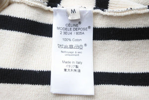 CELINE セリーヌ 長袖セーター ボーダー 2 3EU4 / 805A イタリア製 コットン ピンク ネイビー アイボリー サイズM 美品 中古 50594