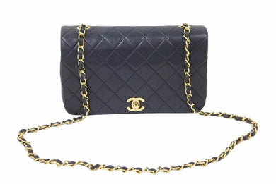 シャネル CHANEL マトラッセ 23cm フルフラップ ターンロック 1番台 ショルダーバッグ ラムスキン ブラック美品 中古 50597