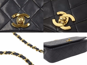 シャネル CHANEL マトラッセ 23cm フルフラップ ターンロック 1番台 ショルダーバッグ ラムスキン ブラック美品 中古 50597