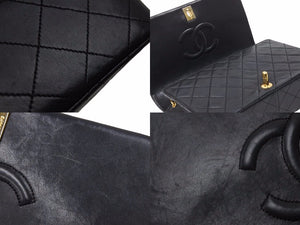 シャネル CHANEL マトラッセ 23cm フルフラップ ターンロック 1番台 ショルダーバッグ ラムスキン ブラック美品 中古 50597