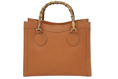 GUCCI グッチ Bamboo バンブー オールドグッチ ハンドバッグ トートバッグ ヴィンテージ レザー ブラウン ゴールド 美品 中古 50600
