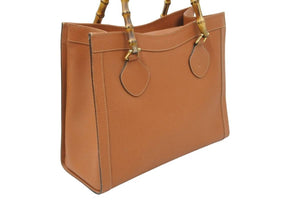 GUCCI グッチ Bamboo バンブー オールドグッチ ハンドバッグ トートバッグ ヴィンテージ レザー ブラウン ゴールド 美品 中古 50600