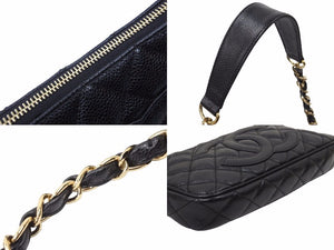 CHANEL シャネル 月見型 ポーチ ワンショルダー キャビアスキン 7番台 美品 中古 50607