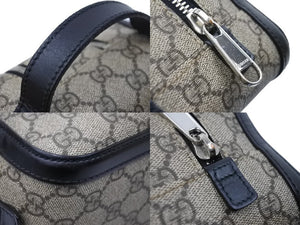 GUCCI グッチ セカンドバッグ GGスプリーム 406395 520981 イタリア製 カーフレザー ベージュ ブラック シルバー 美品 中古 50613 