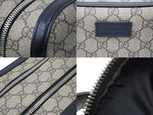 GUCCI グッチ セカンドバッグ GGスプリーム 406395 520981 イタリア製 カーフレザー ベージュ ブラック シルバー 美品 中古 50613 