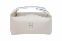 Load image into Gallery viewer, 新品未使用 HERMES エルメス ハンドバッグ ヴァニティポーチ ブリッド・ア・ブラックGM コットン ベージュ シルバー金具 中古 50619