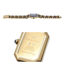 Load image into Gallery viewer, CHANEL シャネル プルミエール 腕時計 GP ゴールド ブラック チェーン クォーツ サイズM 美品 中古 50620