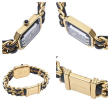 Load image into Gallery viewer, CHANEL シャネル プルミエール 腕時計 GP ゴールド ブラック チェーン クォーツ サイズM 美品 中古 50620