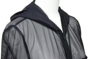 極美品 CHANEL シャネル メッシュ ナイロン パーカー ブラック ココボタン P43471W05101 サイズ34 中古 50622
