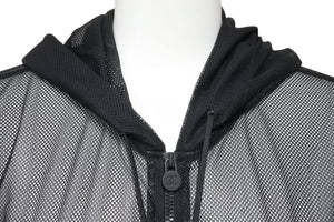 極美品 CHANEL シャネル メッシュ ナイロン パーカー ブラック ココボタン P43471W05101 サイズ34 中古 50622
