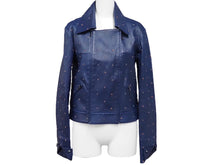Load image into Gallery viewer, CHANEL シャネル レザージャケット P55955C00294 ラムスキン コットン ネイビー レッド グリーン 36 美品 中古 50733
