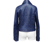 Load image into Gallery viewer, CHANEL シャネル レザージャケット P55955C00294 ラムスキン コットン ネイビー レッド グリーン 36 美品 中古 50733