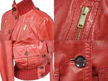Load image into Gallery viewer, GUCCI グッチ レザー ジャケット レッド アウター ゴールド金具 ロゴ 赤 155710XN148 サイズ38 中古 50735