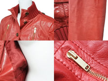 Load image into Gallery viewer, GUCCI グッチ レザー ジャケット レッド アウター ゴールド金具 ロゴ 赤 155710XN148 サイズ38 中古 50735