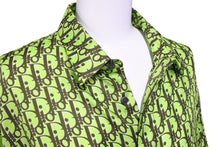 Load image into Gallery viewer, DIOR ディオール 半袖シャツ オブリークピクセル トップス 193C545A4751 シルク グリーン カーキ サイズ38 美品 中古 50747