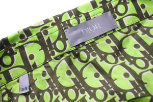 DIOR ディオール 半袖シャツ オブリークピクセル トップス 193C545A4751 シルク グリーン カーキ サイズ38 美品 中古 50747