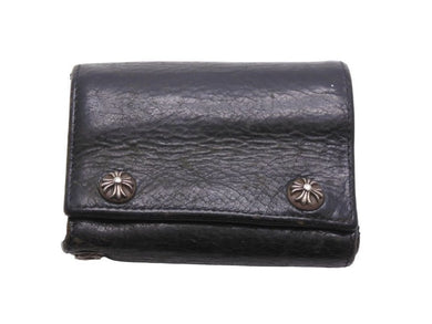 CHROME HEARTS クロムハーツ 三つ折り財布 CHプラス シルバー金具 ブラック レザー 良品 中古 50751