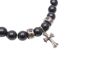 CHROME HEARTS クロムハーツ ビーズブレスレット チャーム アクセサリー ブラック silver925 中古 50769
