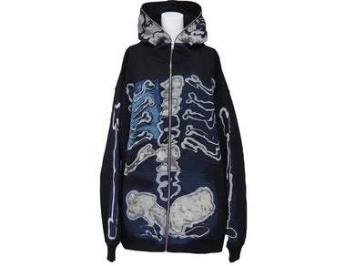 極美品 Travis Scott CACTUS JACK Fragment Design SKELETON GRAFFITI FULL ZIP HOODIE ジップパーカー 黒 コットン XL 中古 50782