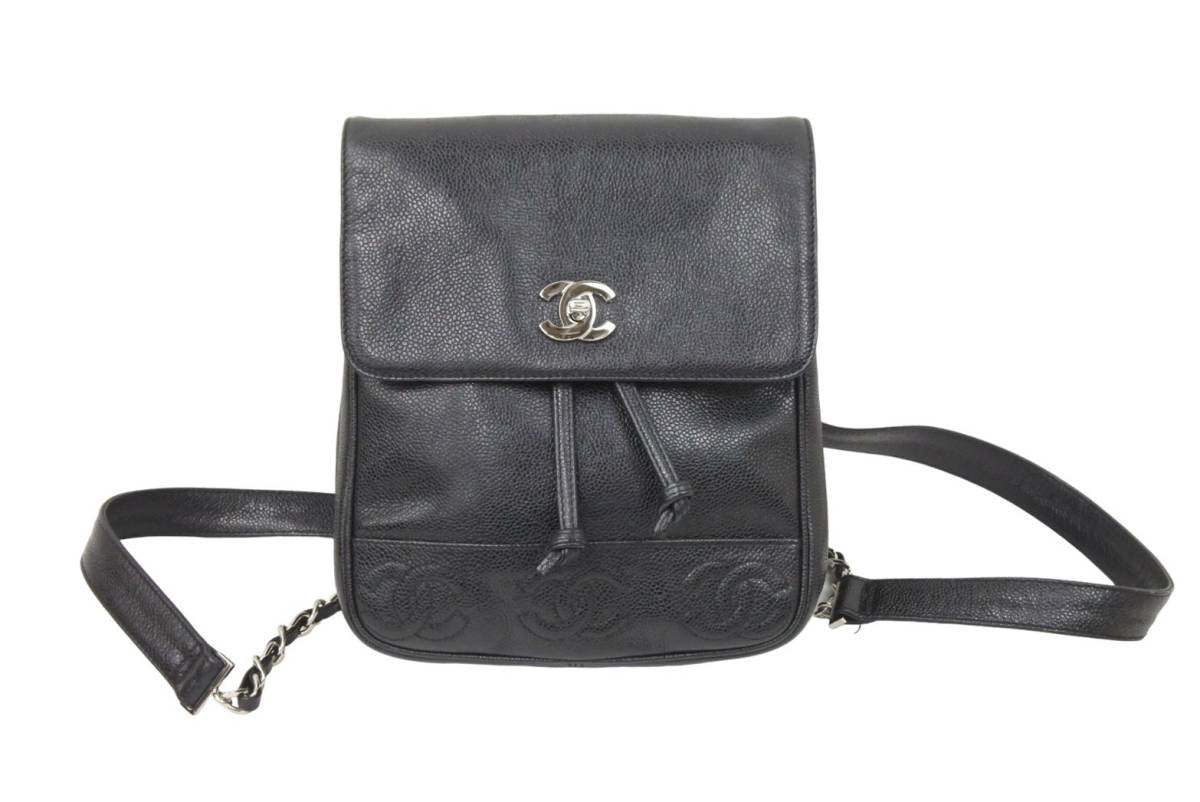 CHANEL シャネル トリプルココ リュック デイパック ブラック シルバー 