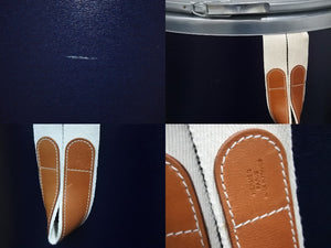 HERMES エルメス サドルボックス セリエライン ラージサイズ ネイビー シルバー インテリア 収納 置物 美品 中古 50875