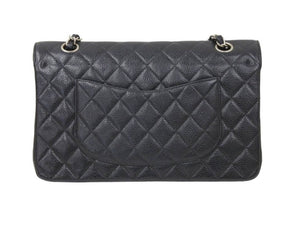 極美品 CHANEL マトラッセWフラップチェーンショルダー 6番台 25cm ショルダーバッグ ブラック×シルバー金具 中古 50931