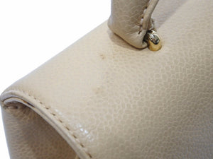 CHANEL シャネル ハンドバッグ キャビアスキン 鞄 ロゴ ココマーク ブラウン 6番台 ゴールド金具 中古 50989
