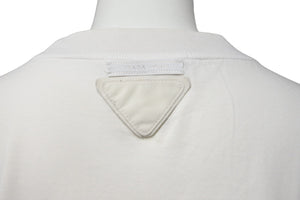 PRADA プラダ 半袖Ｔシャツ トップス クルーネック 三角プレート XXL コットン ホワイト メンズ 良品 中古 51025