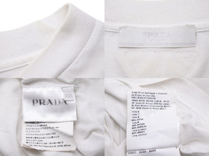PRADA プラダ 半袖Ｔシャツ トップス クルーネック 三角プレート XXL コットン ホワイト メンズ 良品 中古 51025