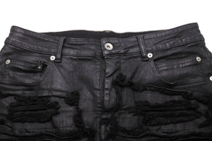 RickOwens リックオウエンス ダークシャドウ コーティング パンツ デトロイトカット DU02A3366-SBD ブラック 32 美品 中古 51057 