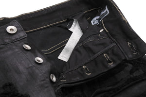 RickOwens リックオウエンス ダークシャドウ コーティング パンツ デトロイトカット DU02A3366-SBD ブラック 32 美品 中古 51057 