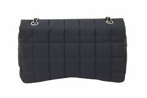 CHANEL シャネル マトラッセ チョコバー ショルダーバッグ 7番台 ココマーク ナイロン ブラック シルバー金具 美品 中古 51078