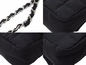 CHANEL シャネル マトラッセ チョコバー ショルダーバッグ 7番台 ココマーク ナイロン ブラック シルバー金具 美品 中古 51078