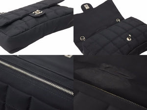CHANEL シャネル マトラッセ チョコバー ショルダーバッグ 7番台 ココマーク ナイロン ブラック シルバー金具 美品 中古 51078