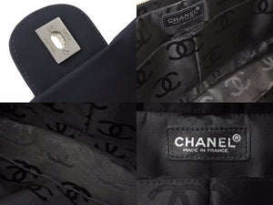 CHANEL シャネル マトラッセ チョコバー ショルダーバッグ 7番台 ココマーク ナイロン ブラック シルバー金具 美品 中古 51078