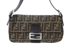 FENDI フェンディ ハンドバッグ スッカ マンマハケット キャンハス 26424 レザー シルバー金具 ブラウン 美品 中古 51085