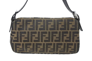FENDI フェンディ ハンドバッグ スッカ マンマハケット キャンハス 26424 レザー シルバー金具 ブラウン 美品 中古 51085