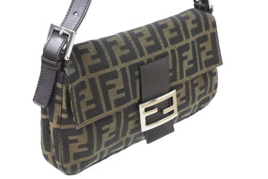 FENDI フェンディ ハンドバッグ スッカ マンマハケット キャンハス 26424 レザー シルバー金具 ブラウン 美品 中古 51085