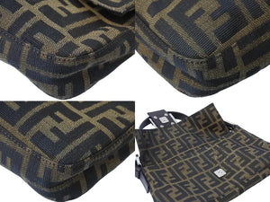 FENDI フェンディ ハンドバッグ スッカ マンマハケット キャンハス 26424 レザー シルバー金具 ブラウン 美品 中古 51085