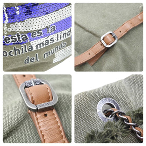 極美品 CHANEL シャネル リュック デイパック バックパック トラベルバッグ 23番台 2016年 キャンバス スパンコール 中古 51096