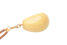 Load image into Gallery viewer, エルメス HERMES BIJOUTERIE FANTAISIE レザーネックレス ストーン ブラウン マスタード ゴールド金具 美品 中古 51123