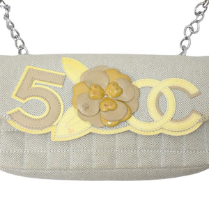 CHANEL シャネル ショルダーバッグ No.5 カメリア ココマーク 10番台 キャンバス パテントレザー イエロー ベージュ 良品 中古51125