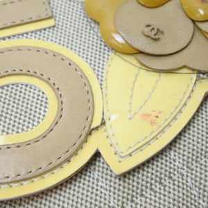 CHANEL シャネル ショルダーバッグ No.5 カメリア ココマーク 10番台 キャンバス パテントレザー イエロー ベージュ 良品 中古51125