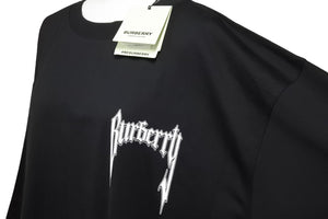 極美品 BURBERRY バーバリー ロゴ プリント半袖Ｔシャツ ブラック 黒 ホワイト 白 トップス コットン 8070132 XL 中古 51148 