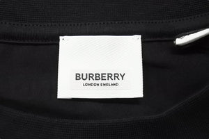 極美品 BURBERRY バーバリー ロゴ プリント半袖Ｔシャツ ブラック 黒 ホワイト 白 トップス コットン 8070132 XL 中古 51148 