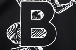 BURBERRY バーバリー Bロゴ プリント 半袖Ｔシャツ ブラック 黒 ホワイト 白 8039650 トップス XL 美品 中古 51158