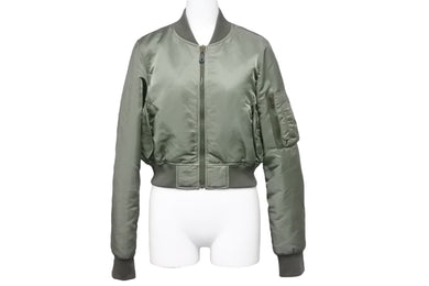 BALENCIAGA バレンシアガ ショート丈 MA-1 ボンバージャケット 460590 TTD03 カーキ レディース ナイロン サイズ46 美品 中古 51193